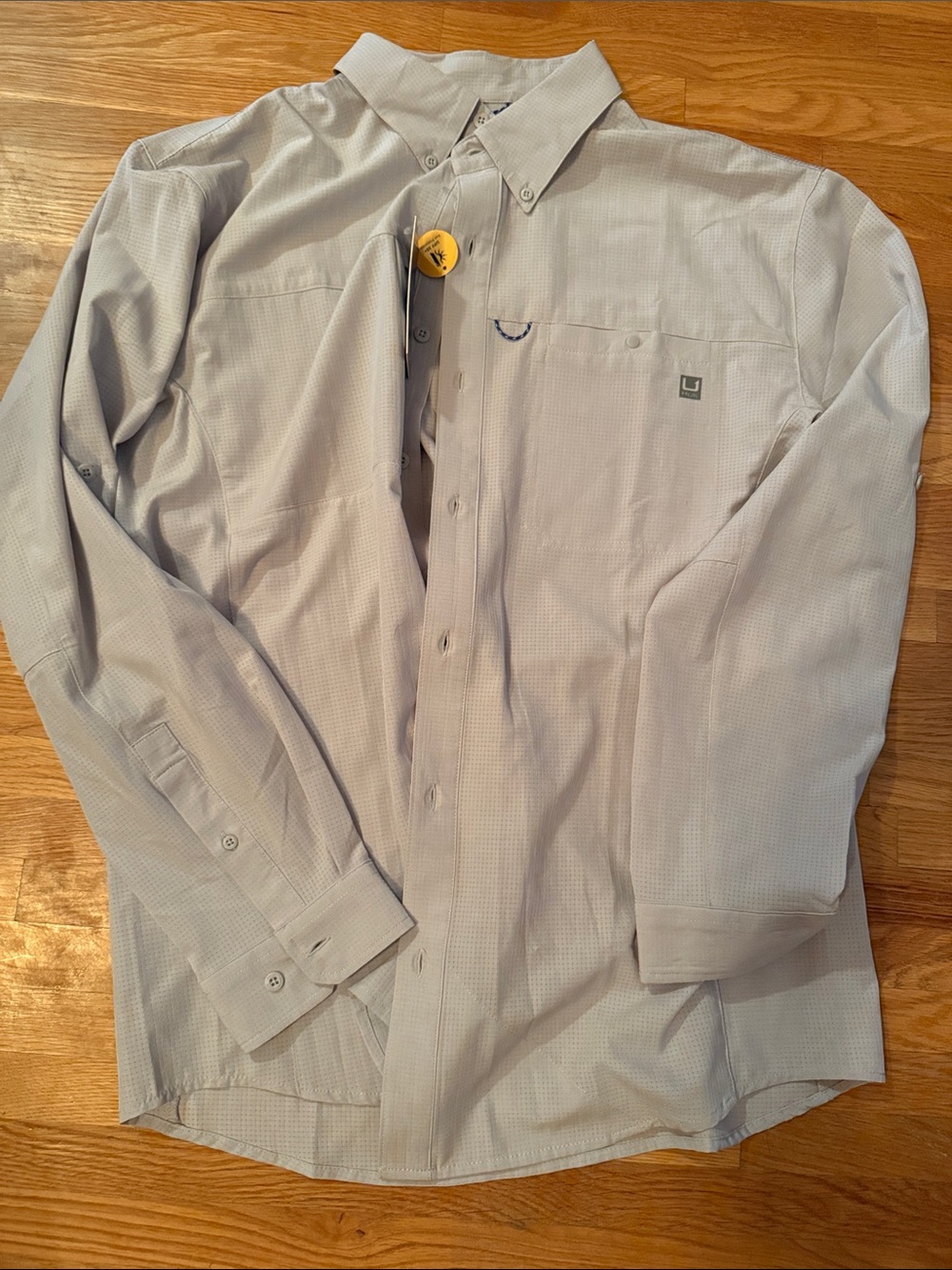 Huk Men's Light Gray Button-Down Dress Shirt